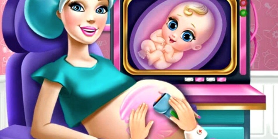 Игры маме тете. Игра мама рожает. Кукла Барби рожает ребенка.